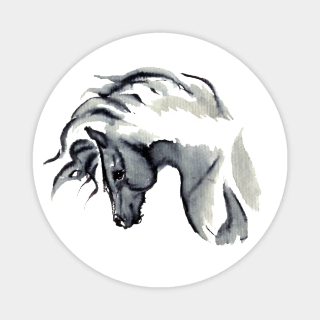 Gray Horse Watercolor Magnet by RavensLanding